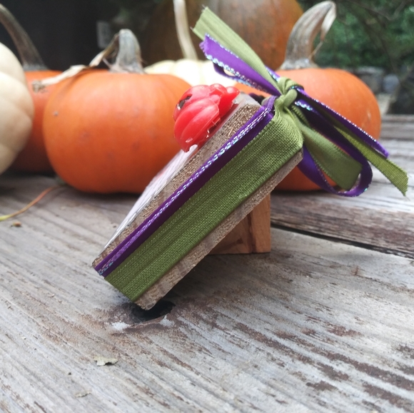 *SOLD* Handmade Halloween Upcycled Grey Pumpkin Decor - Picture 2 of 6